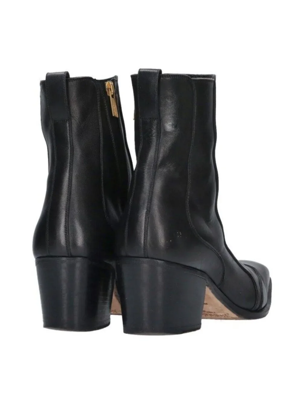 Saint Laurent Rive Gauche Johnny Side Zip Leather Heels Boots